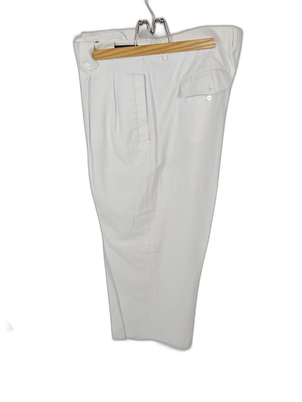 Bacazio Men's White Dress Pants Size 44R Pleated Polyester Blend Formal Slacks
